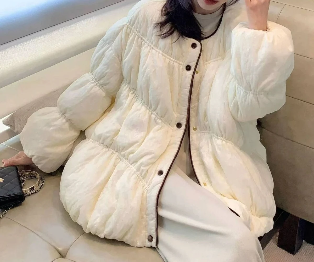 

Хлопковая куртка с круглым вырезом, короткий стиль, зима 2025, новое теплое хлопковое пальто, утепленная верхняя одежда
