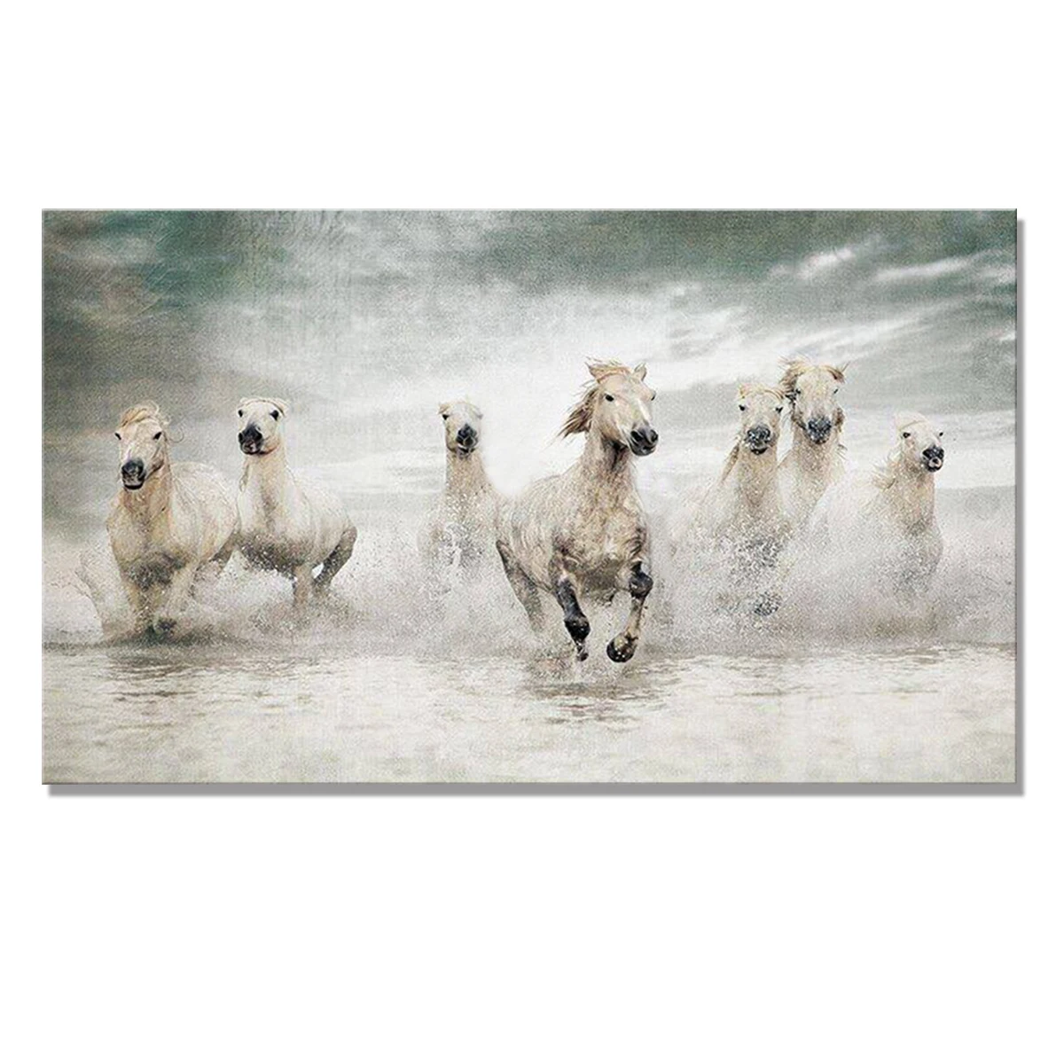 Mintura Handpainted Running Horses Oil Painting on Canvas,Horse Atmosphere Murals Office Living Room Wall Art,Picture,Home Decor