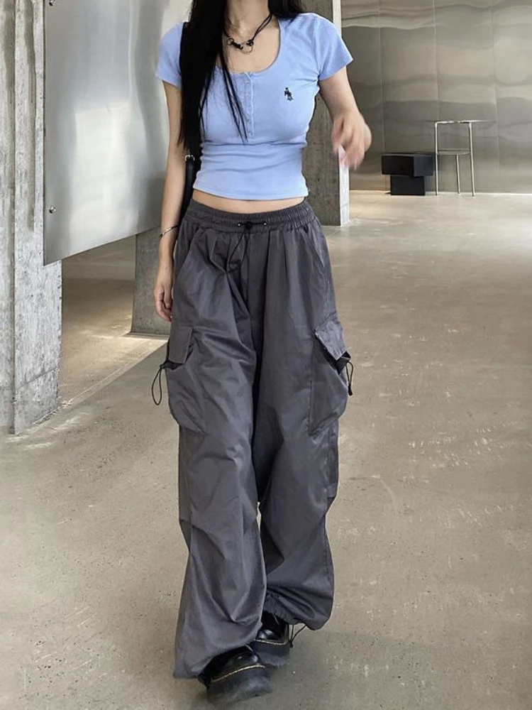 Streetwear Techwear Cargo Arbeit Harajuku gerade Freizeit hose für Männer Jogging hose weites Bein Jogger alte Hosen Kleidung Frauen