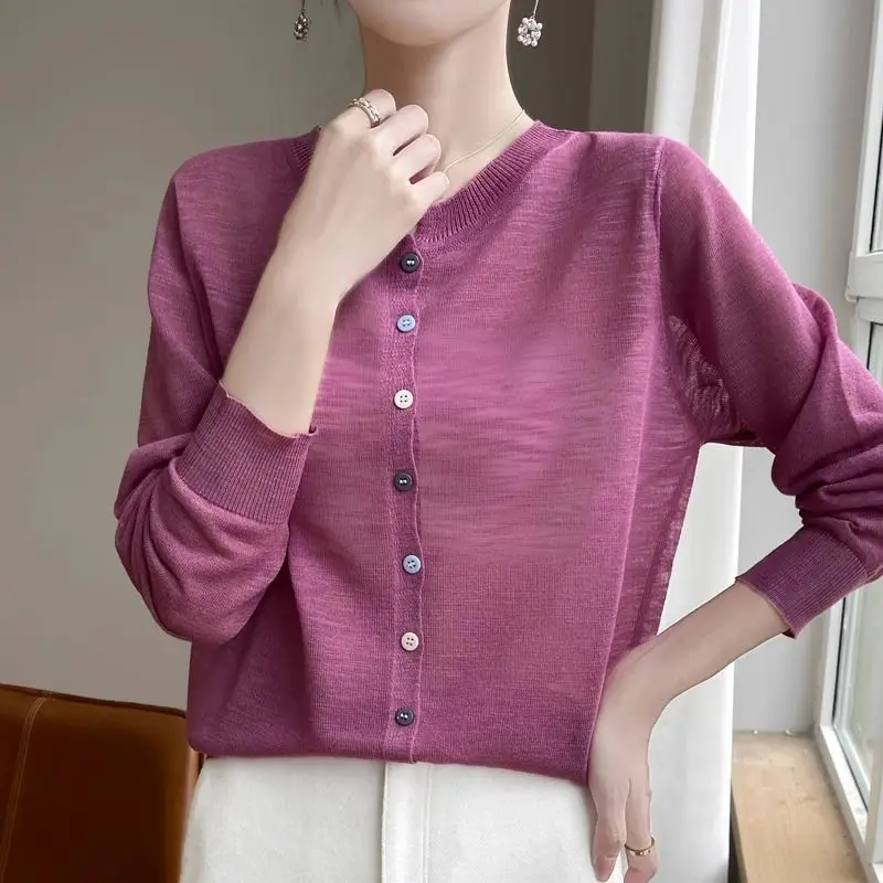 

Thin Sun Protection Clothing Cardigan, Long Sleeved Women's Clothing, Summer Fashion, Versatile Jacket Loose Simplicity Top