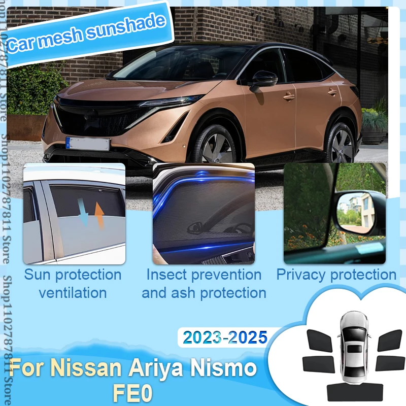 

Магнитный автомобильный солнцезащитный козырек для Nissan Ariya Nismo FE0 2023 2024 2025 Штора на лобовое стекло, шторка на боковое окно, сетчатая шторка, инструменты