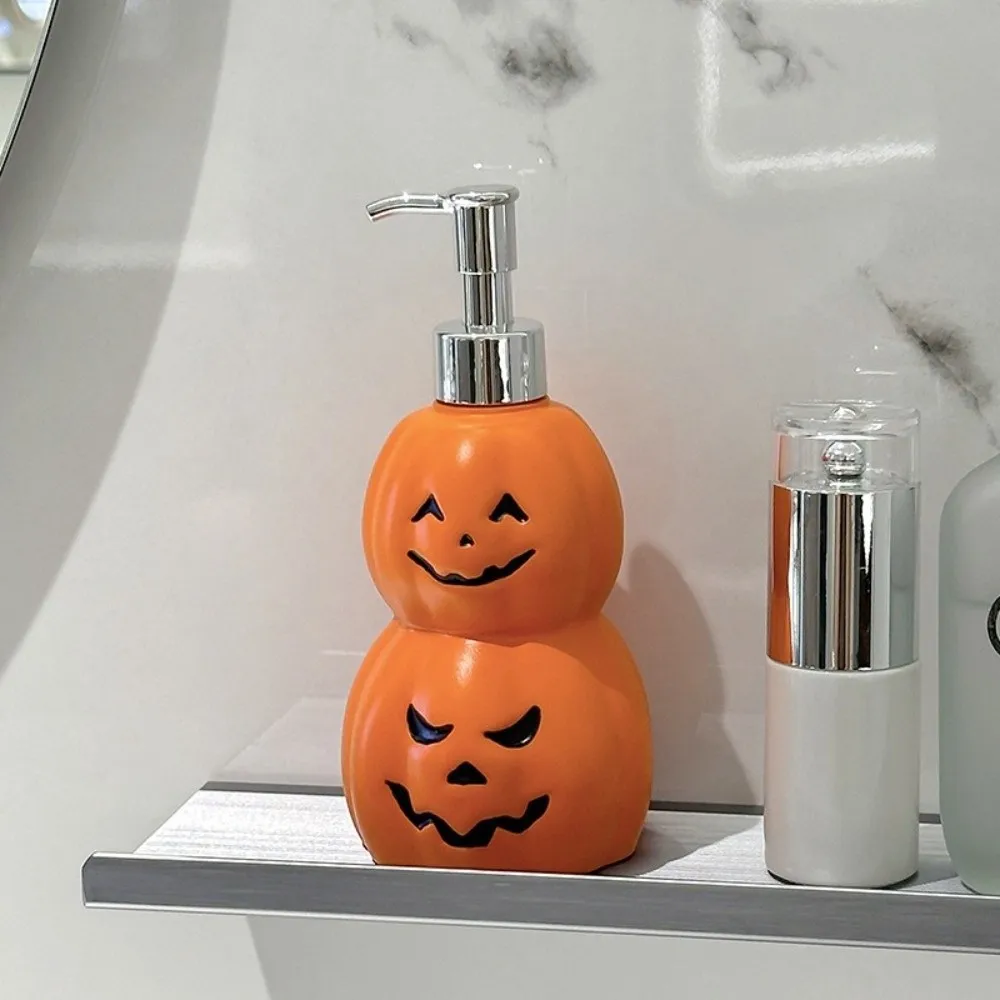 Refillable Ghost Face Pumpkin Lotion Bottle Portable Plastic Liquid Hand Soap Container Pump Style Pumpkin Press Bath Bottle