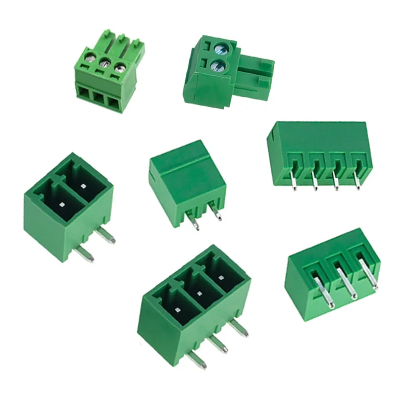5 Sets 15EDG 3.81mm plug-in Terminal Blocks KF2EDG 2/3/4/5/6P Straight /Curved Pins  PCB Screw Connector Socket Complete Set