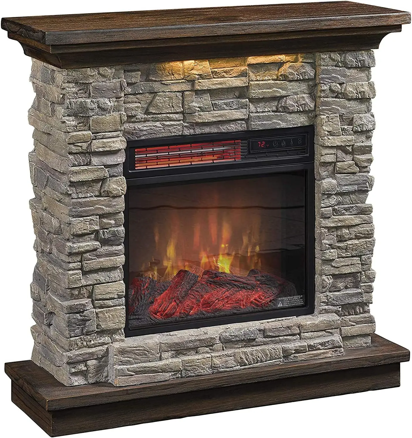 Wall Mantel Electric Fireplace with Remote Control, Smoky Gray Stone