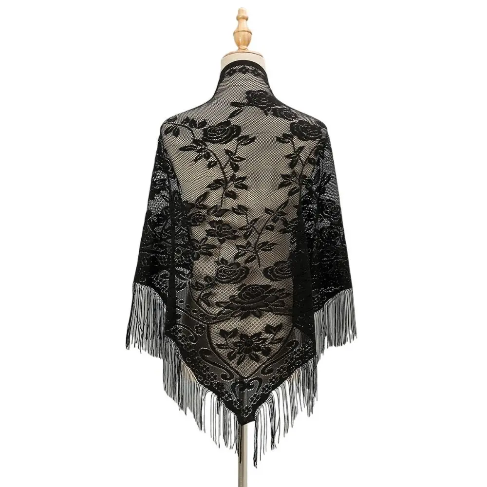 Cloak With Tassel Women Shawl Hollow Multicolored Evening Prom Cape Wedding Bridal Shawl Cosplay