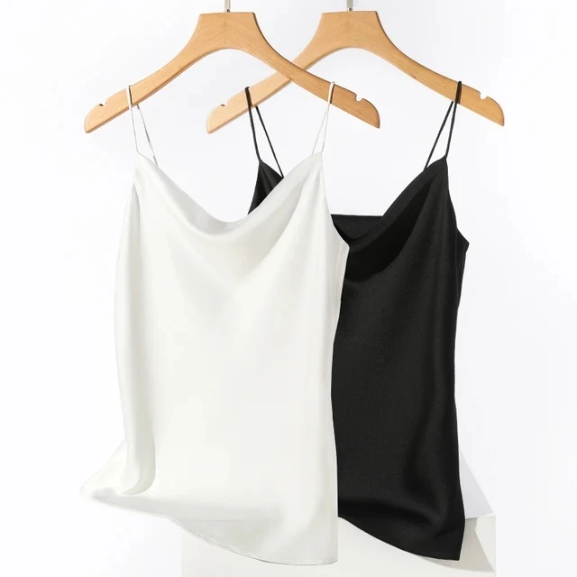 AOSSVIAO Satin-Seiden-Tanktops für Damen, Sommer 2026, sexy Trägertops, Basic Spaghetti-Träger-Tops, ärmellose Camisole-Westen für Frauen – Detail 5