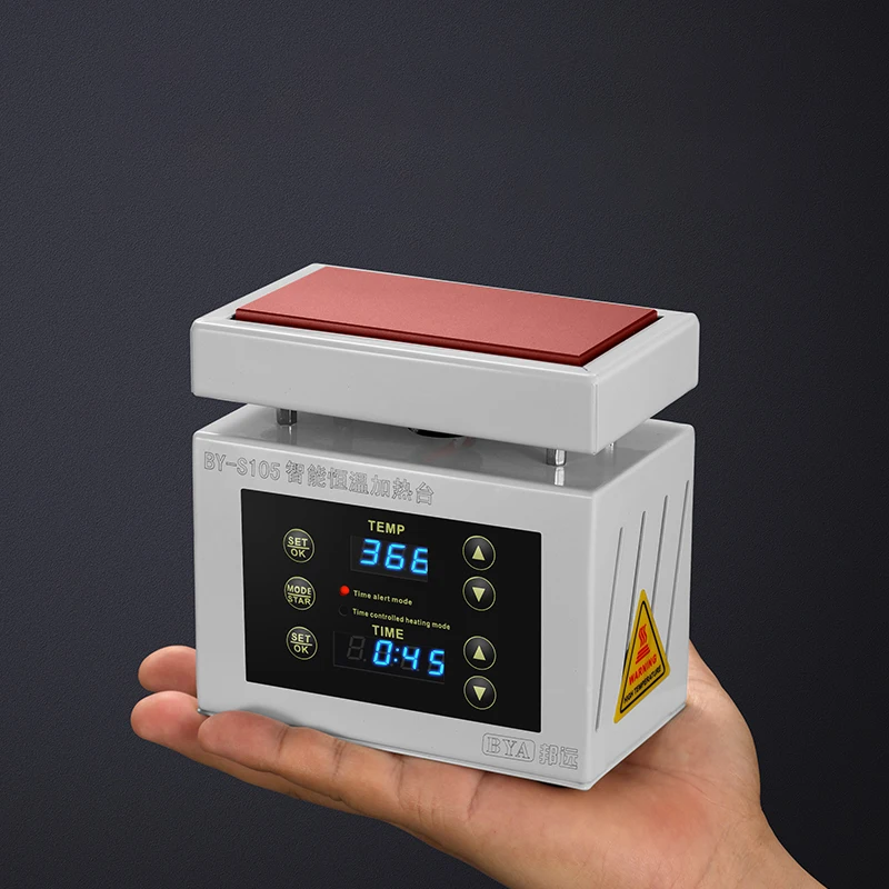S105 alat penghangat suhu konstan, stasiun pemanasan Mini 100x50mm dengan pengaturan waktu 180W 400 ℃ Platform pemanas