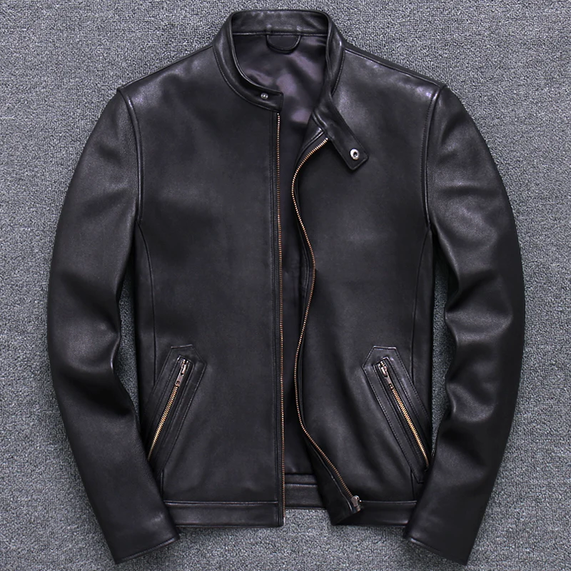 YR!Free shipping.Wholesales.fashion men leather jacket.Spring short slim leather outwear.quality simple sheepskin coat