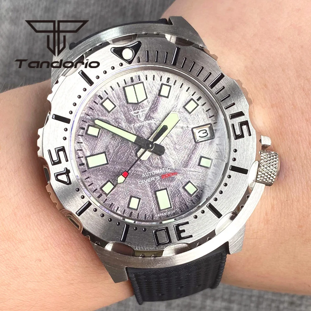 Tandorio NH35A 42mm Monster 20Bar Dive Automatic Watch for Men Luminous MOP Dial AR Sapphire Glass 3.8 Screw Crown Date Rubber