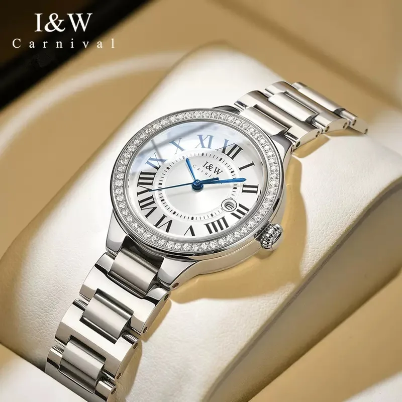 

CARNIVAL IW Brand Fashion Watches Ladies Luxury Stainless Steel Dress Quartz Wristwatch Clock Waterproof for Women Reloj Mujer