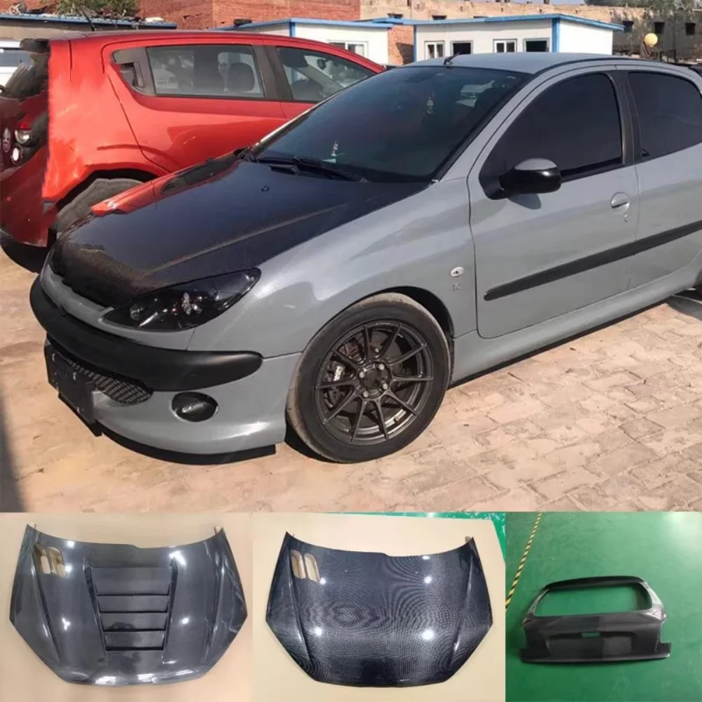 

Caroon fiber Engine cover Hood Tailgate For Peugeot 206 modified Surround Bonnet Trunk lid Body Kit Car Accessories