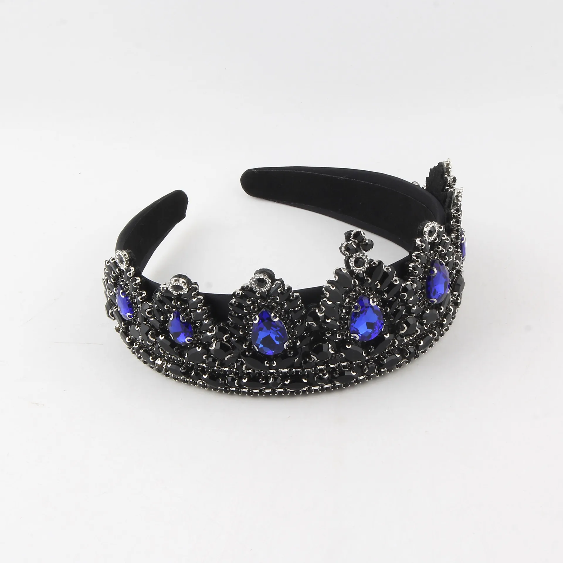 Hot-selling wedding crystal headband, baroque inlaid blue jelly rhinestone bridal crown manufacturer wholesale