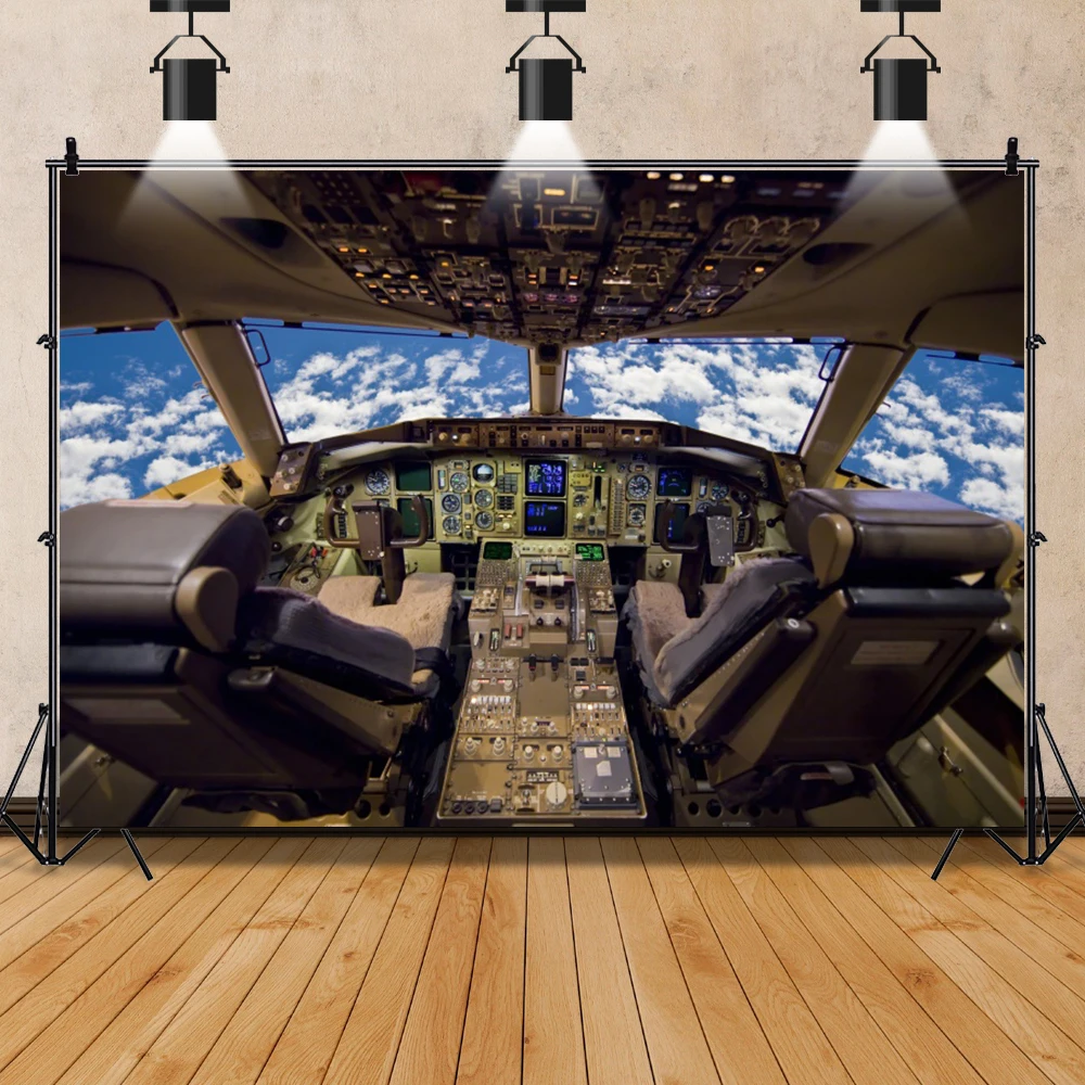 Laeacco Buồng Lái Máy Bay Phi Công Cụ Tủ Bảng Điều Khiển Giấc Mơ Nội Thất Quang Phông Nền Chụp Ảnh Phông Nền Chụp Ảnh Phòng Thu