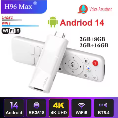 H96 MAX RK3528 Smart TV Box Android 14.0 4K@60fps HD 100M/LAN Wifi6 BT5.4 Google Voice Assistant Media Player Set Top Box