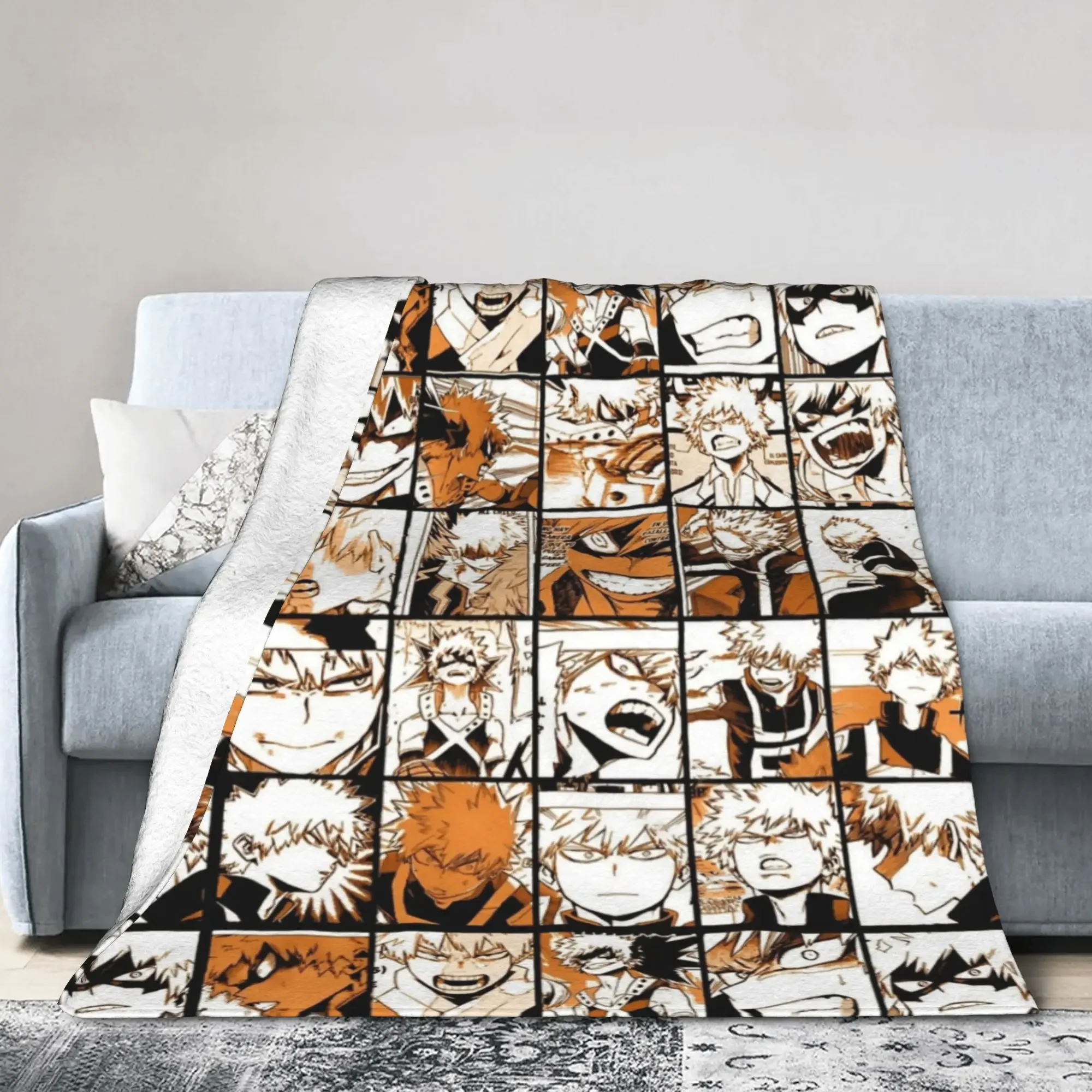 Bakugo Katsuki Fleece Throw Blankets Academy Anime Manga Blankets for Bedding Bedroom Super Warm Bedding Throws