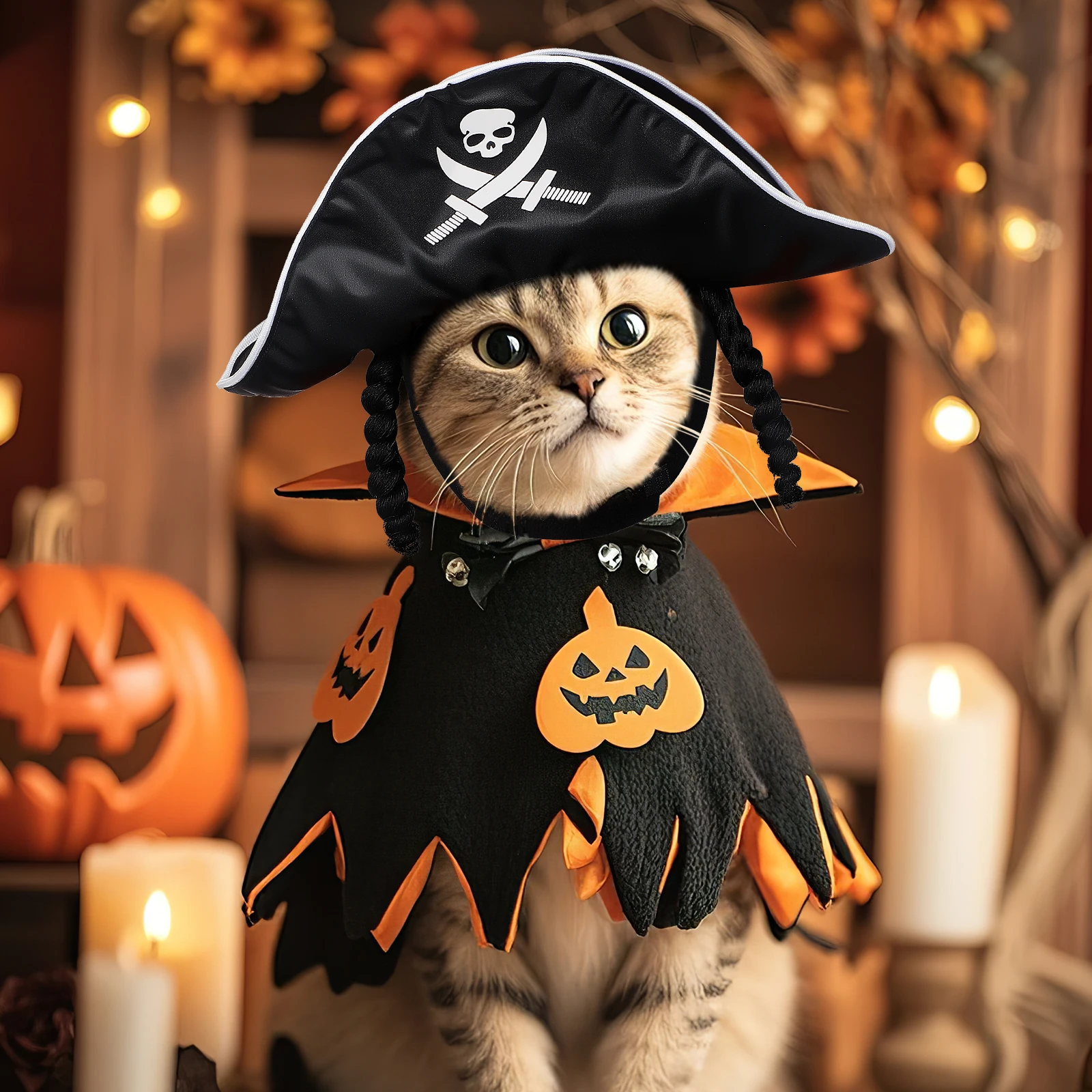 

Pet Pirate Funny Costume Halloween Party Supplies Lightweight Pirate Cosplay Props Dog Cosplay Props Small Size Bright Color