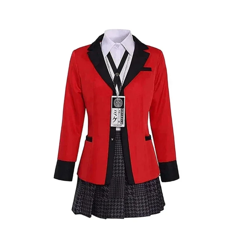 Kakegurui Jabami Yumeko Cosplay Costume Halloween Sayaka Compulsive Gambler Anime School Girl Pleated Skirt Uniform Full Set