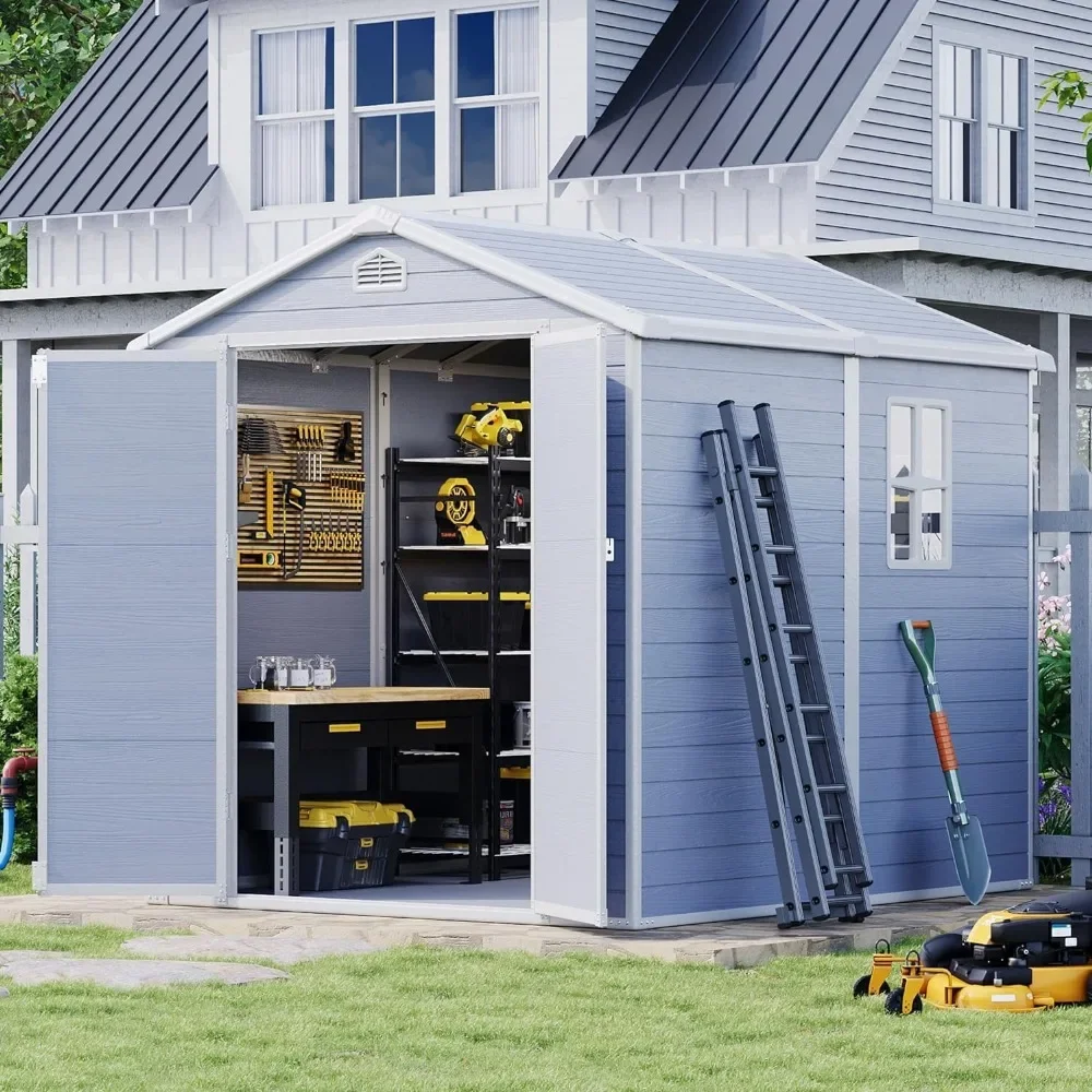 Multi-Purpose Utility Tool House for Backyard, Patio Furniture, and Bikes - Gray