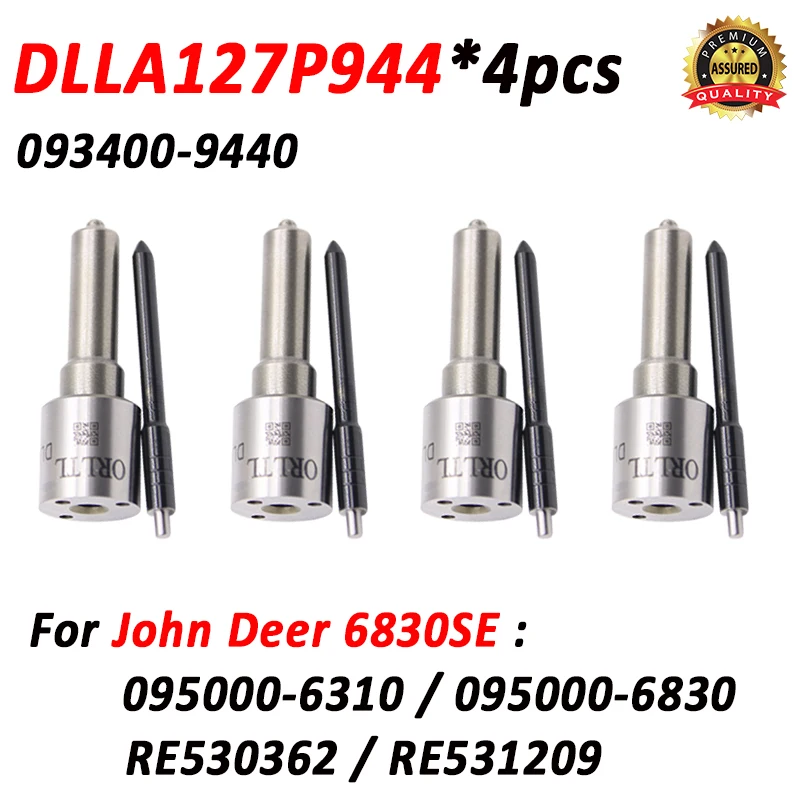 

4шт DLLA127P944 Дизельный инжектор 095000 -6310 095000 -6830 Топливная форсунка DLLA 127 P 944 для John Deer 6830SE RE 530362 RE 531209