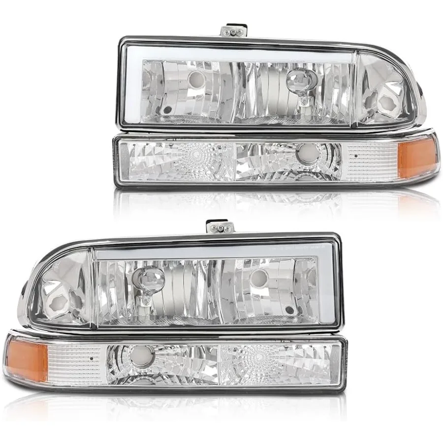 

LED Front Headlights Assembly Headlamp Compatible with Chevy Blazer 19982005 Fit Chevy S10 Pickup 19982004 Clear Lens Chrome Ho