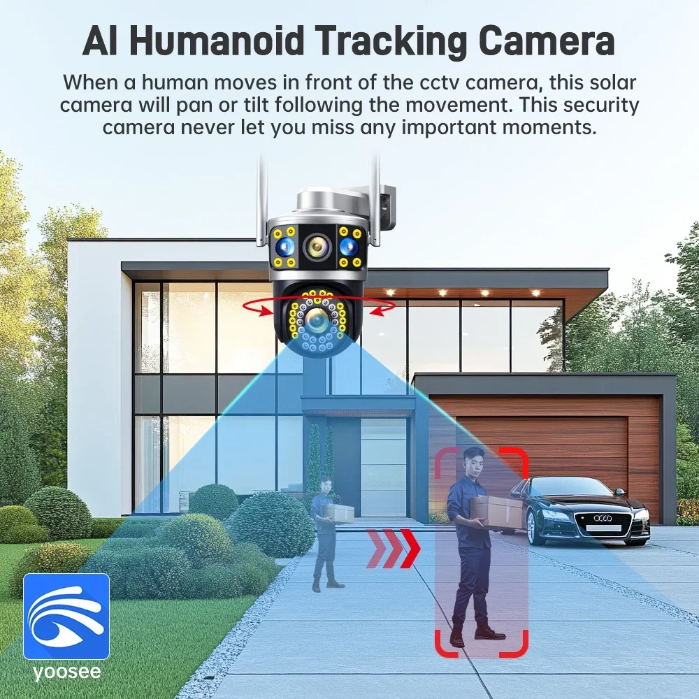 Outdoor WiFi Security Camera 2 Lens 3 Screen IR Night Vision CCTV Motion Detection Siren Alarm  UPS Power Supply Wireless Yoosee