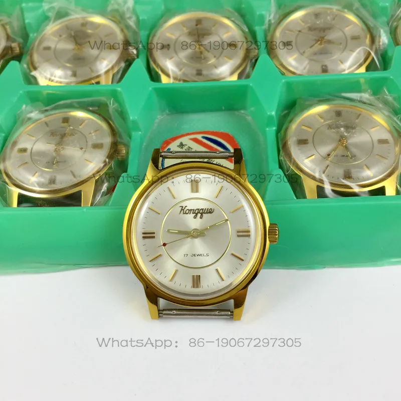 24-Hour Shipping Peacock Yellow Shell Strip Silver Surface Manual Mechanical Watch, Diameter 36mm - view 5