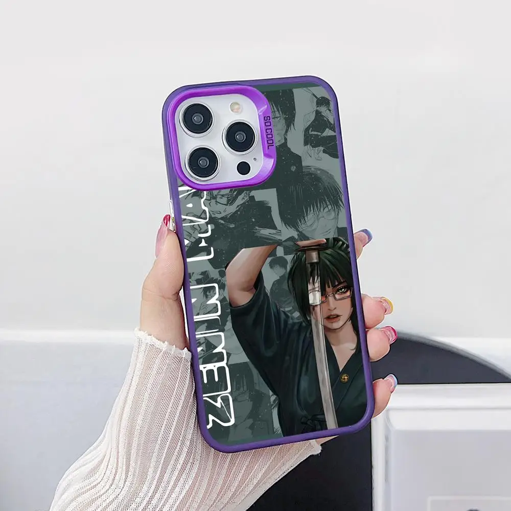 Чехол для телефона Jujutsu Kaisen Maki Zenin для iPhone 17, 16, 15, 14, 13, 12, 11 X XR XS 8 7 Pro Max Plus, полупрозрачный фиолетовый чехол, роскошный