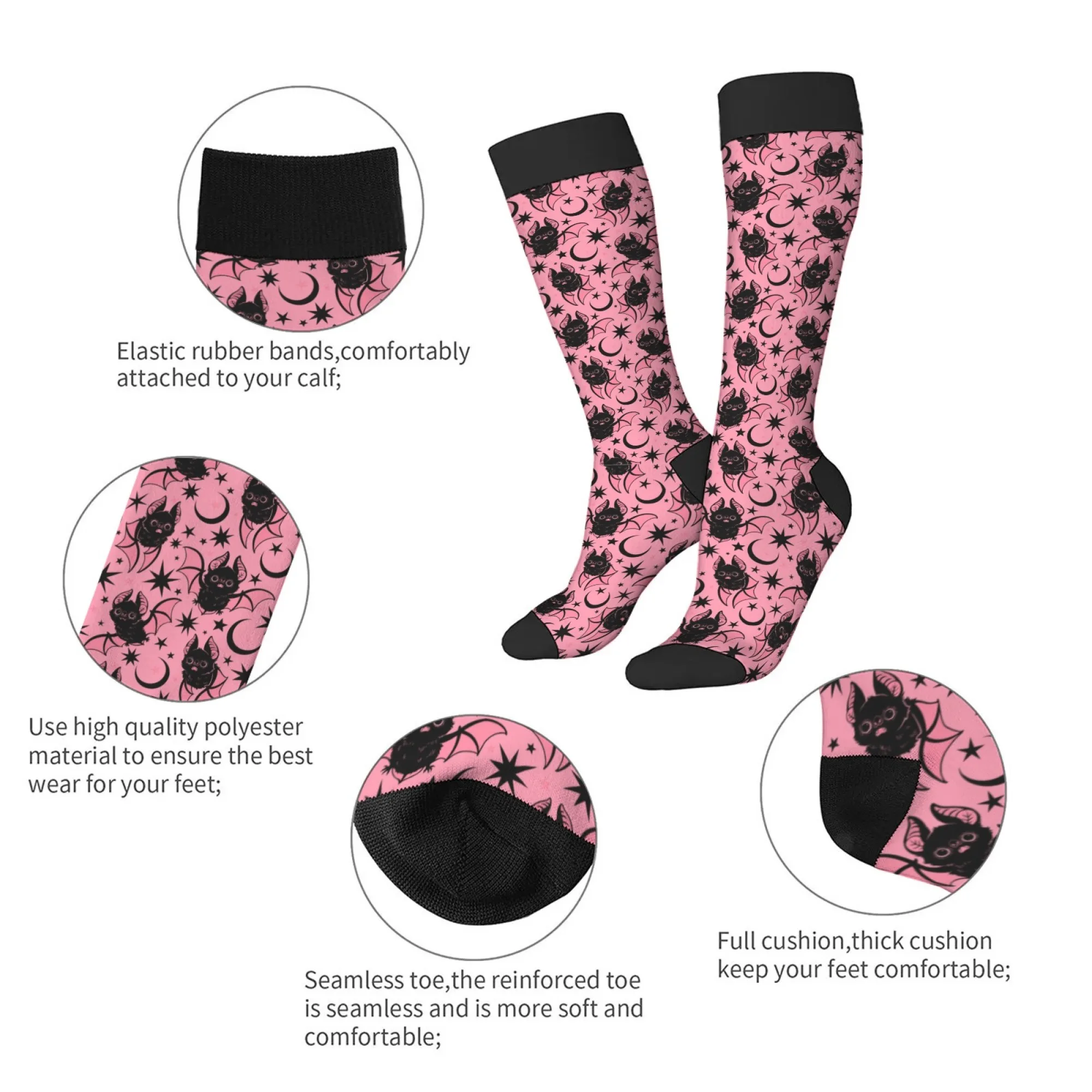 ถุงน่องลายการ์ตูนค้างคาวน่ารักสำหรับผู้หญิง ถุงเท้าระบายอากาศกันลื่น อุ่นสบาย เหมาะสำหรับปั่นจักรยาน วิ่ง ถุงเท้าลำลองแฟชั่น ถุงเท้ากีฬา ของขวัญสุดสนุก