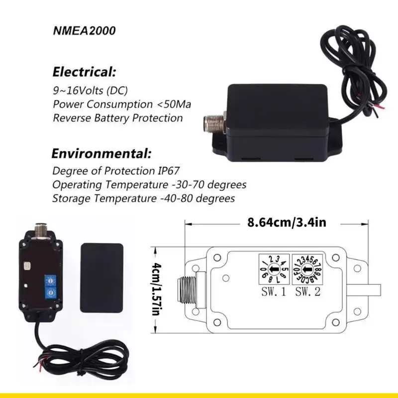

Конвертер SZCH высокой совместимости NMEA2000 для систем мониторинга уровня топлива на яхтах CX5001, созданный для суровых