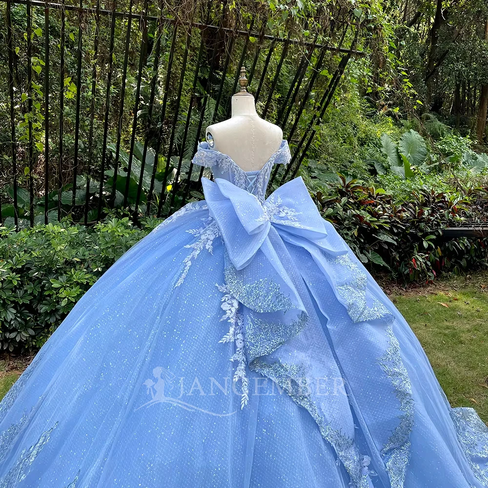 Ball Gown Quinceanera Dresses Lace Vestidos De 15 Anos Sparkly Sequined Birthday Formal Princess Party Gown Customized Big Bow