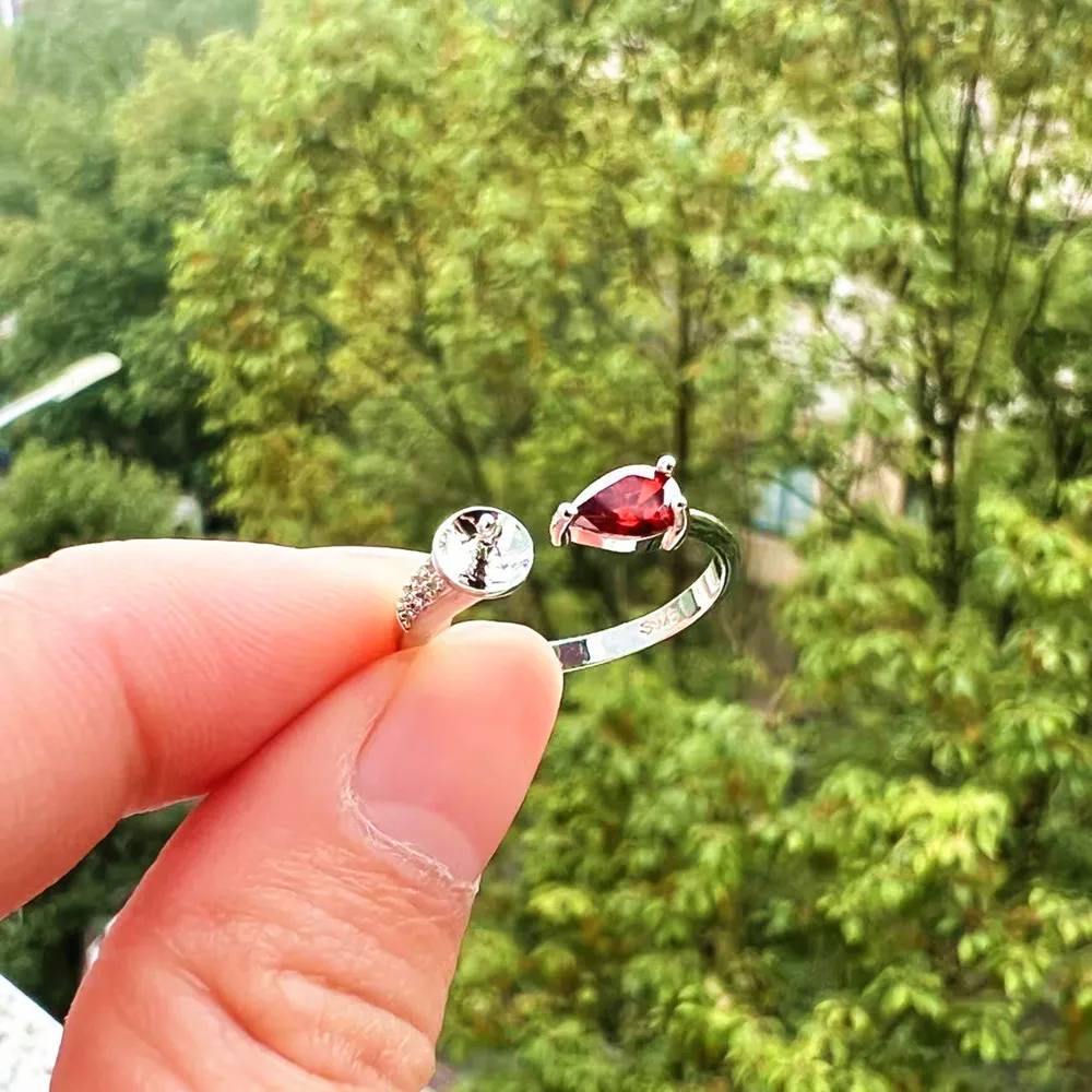 

【 Позолоченная регулируемая инкрустация для колец 18 карат 】 Аксессуары для колец с открытым концом из красного циркона ручной работы DIY Ювелирные материалы с жемчугом