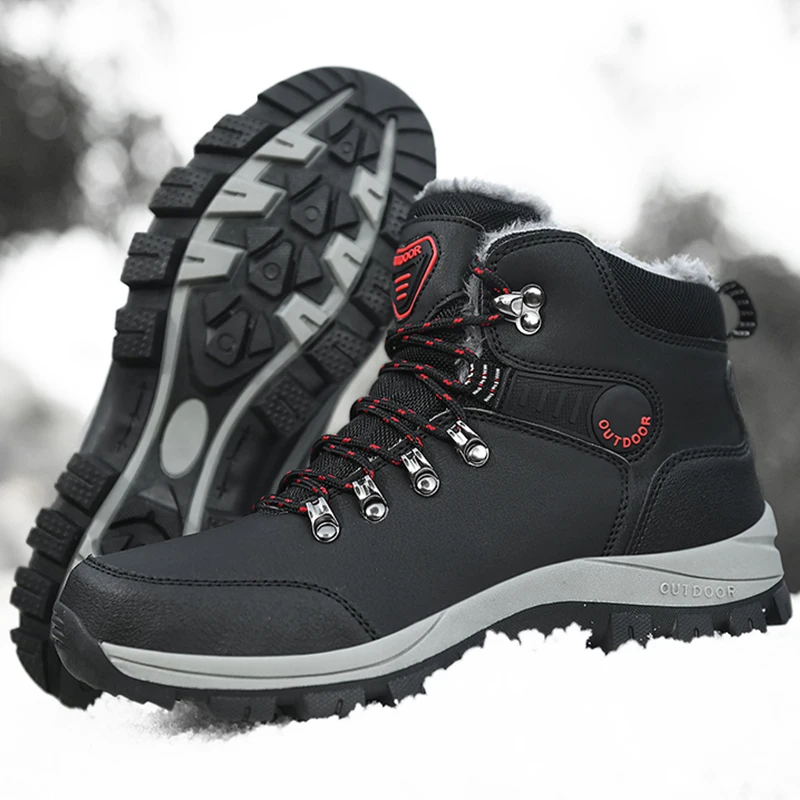 Winter Men's Boots Windproof Snow Boots Warm Plus Velvet Men's Cotton Shoes Male Casual Shoes Non-slip Water Proof Hiking Boots