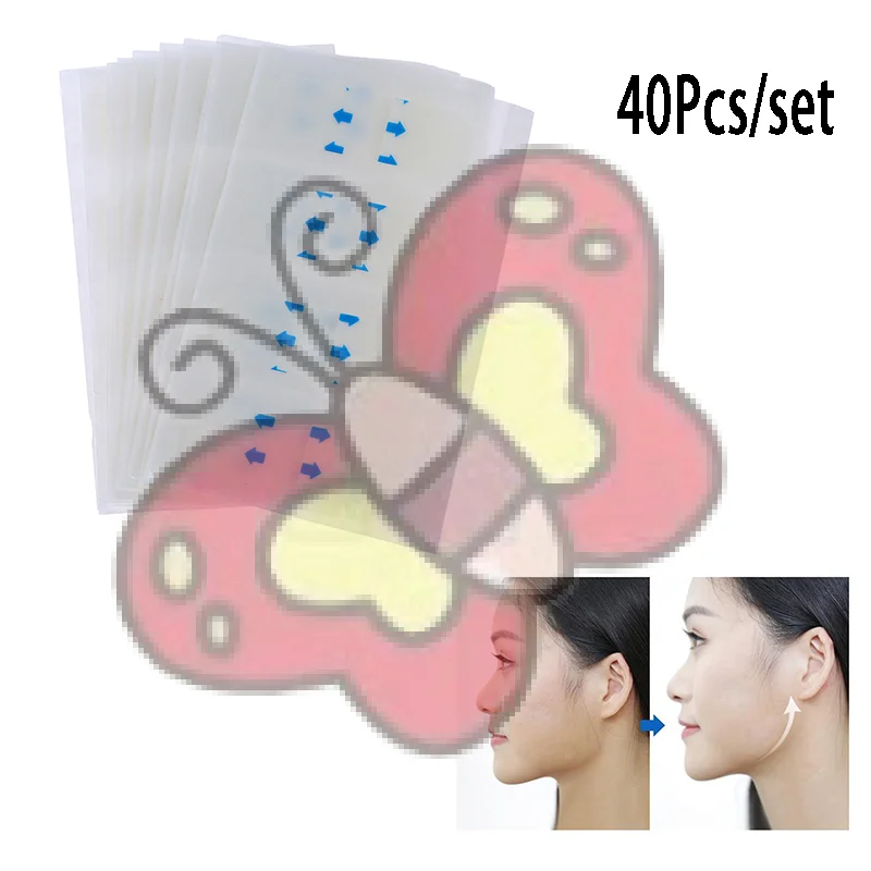 

40 шт. невидимые V-образные ленты для подтяжки лица, наклейка для удаления морщин, наклейка на лицо, лоб, шея, антивозрастной пластырь, маска для похудения лица