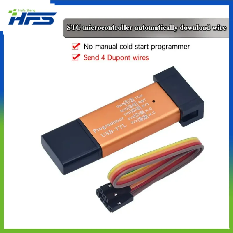 

Auto Programmer Microcontroller, MCU, STC 51, 3.3V, 5V, Universal, Dual Voltage, USB Cable for TTL download