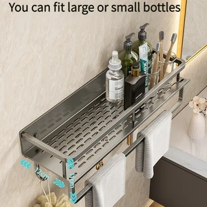Badezimmer Rack Badezimmer Regal Badezimmer Raumhängebat Aluminium Badezimmer Veranstalter an der Wand hängen 10 Hauptkleiderschrankregal - №8