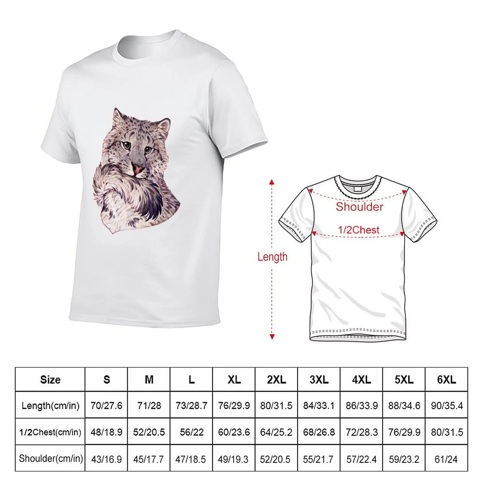 Snow leopard portrait T-Shirt man t shirts for men man t shirts graphic T-Shirt