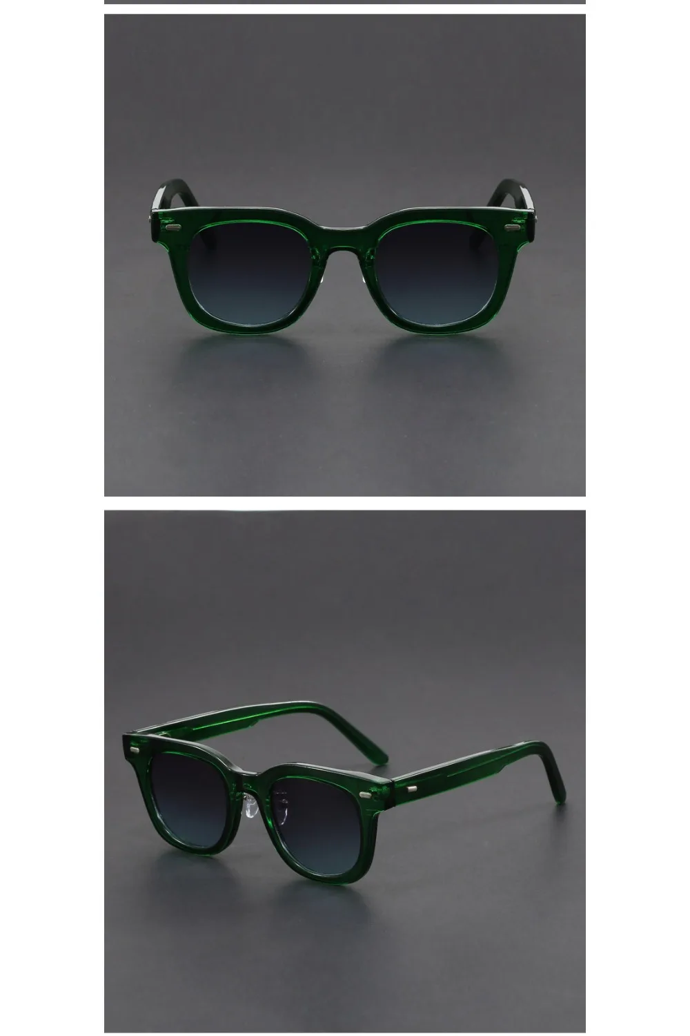 Zweifarbige Brille mit dickem Rahmen, handgefertigt, Retro-Stil, literarische Myopie-Brille für Herren, quadratischer Rahmen, Anti-UV-Sonnenbrille mit kleinem Rahmen – Detail 9