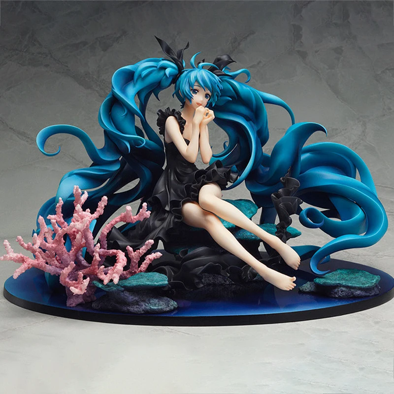 Hatsune Miku Figma Deep Sea Girl Miku Action Anime Figure Twinkle Snow Version Collection Toy Model Desktop Ornament Kids Gifts