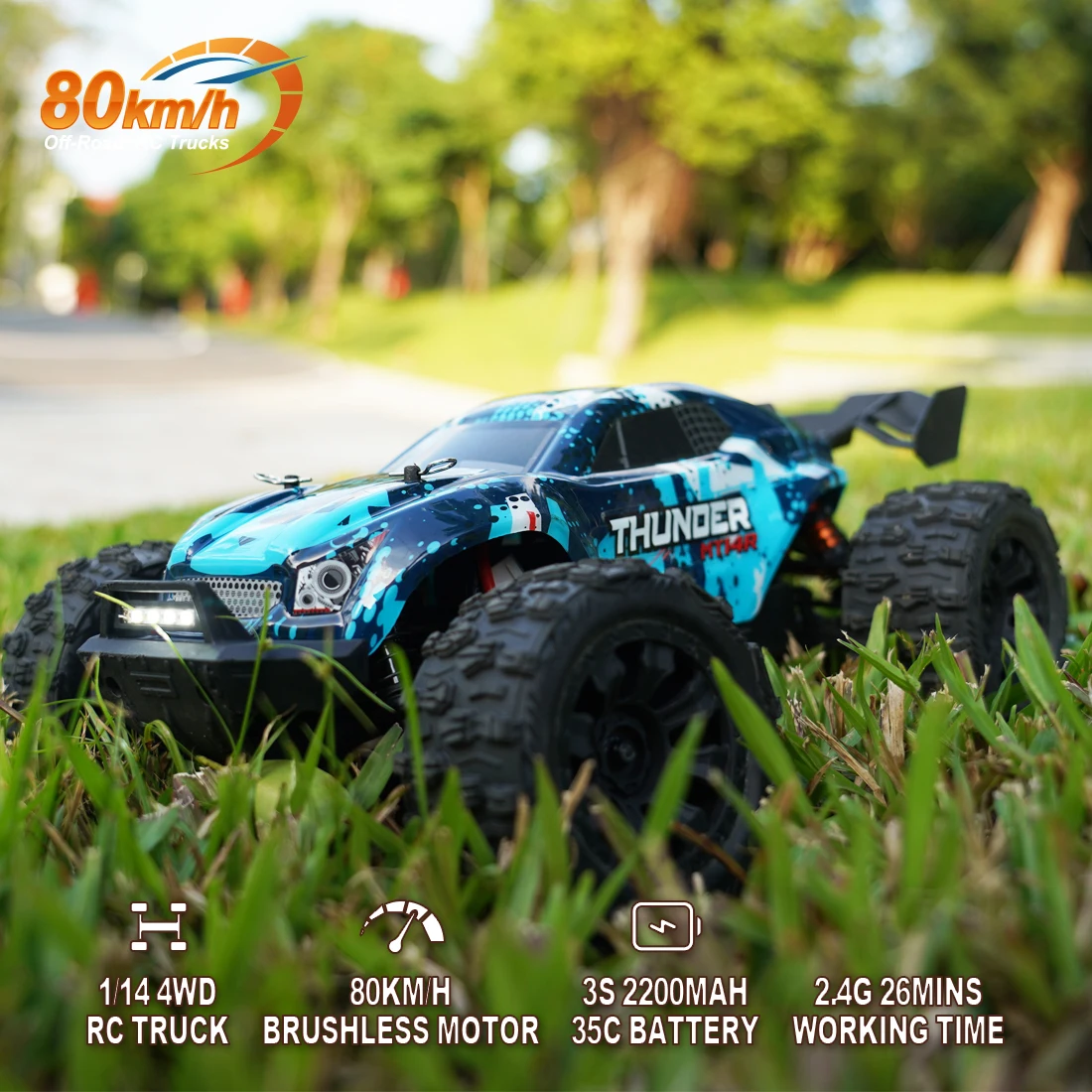 JIUSI 1:14 Высокоскоростной радиоуправляемый внедорожник 4WD 80 км/ч Бесщеточный двигатель 3S с дистанционным управлением Дрифт Гоночные автомобили Игрушки для детского подарка
