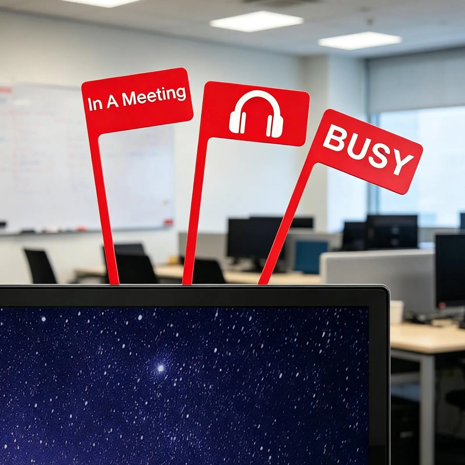 3pcs Office Desk Flag Portable Focus Indicator Sign Red Alert Office Desk Flag For Women Home Work Computer Station School