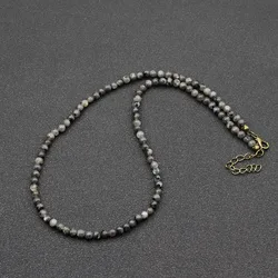 Simple 4mm Small Stone Necklace Men Handmade Natural Howlite Tiger Eyes Beaded 48cm Short Collar Joias Boyfriend Leisure Jewelry