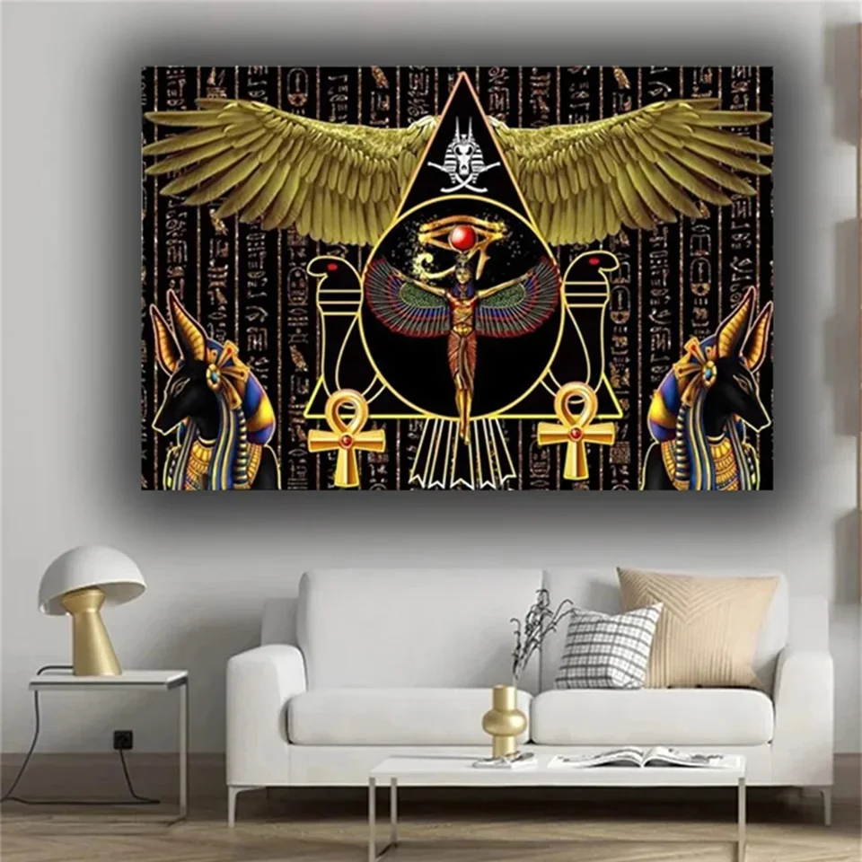 Ancient Egyptian Cat Bastet Goddess of Isis Anubis Diamond Painting New 2024 Diy Cross Stitch Mosaic Mysterious Text Home decor