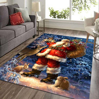 Merry Christmas Santa Claus Carpet for Living Room Decor Sofa Table Large Area Rugs Bedroom Bedside Non-slip Floor Mat Doormat