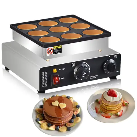 미니 팬케이크 메이커 기계, 네덜란드 미니 팬케이크 철판, 9 홀 76mm 직경 Dorayaki 베이커 기계, 전기 Poffertjes 팬
