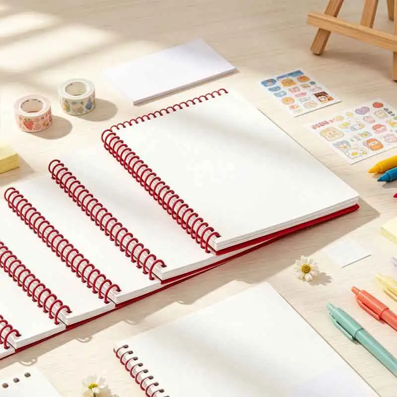100PCS Red A4 46 Holes Plastic Spiral Binding Coil Loose Leaf Binder Ring Notebook Spring Coil Binding Supplies Office Stationer