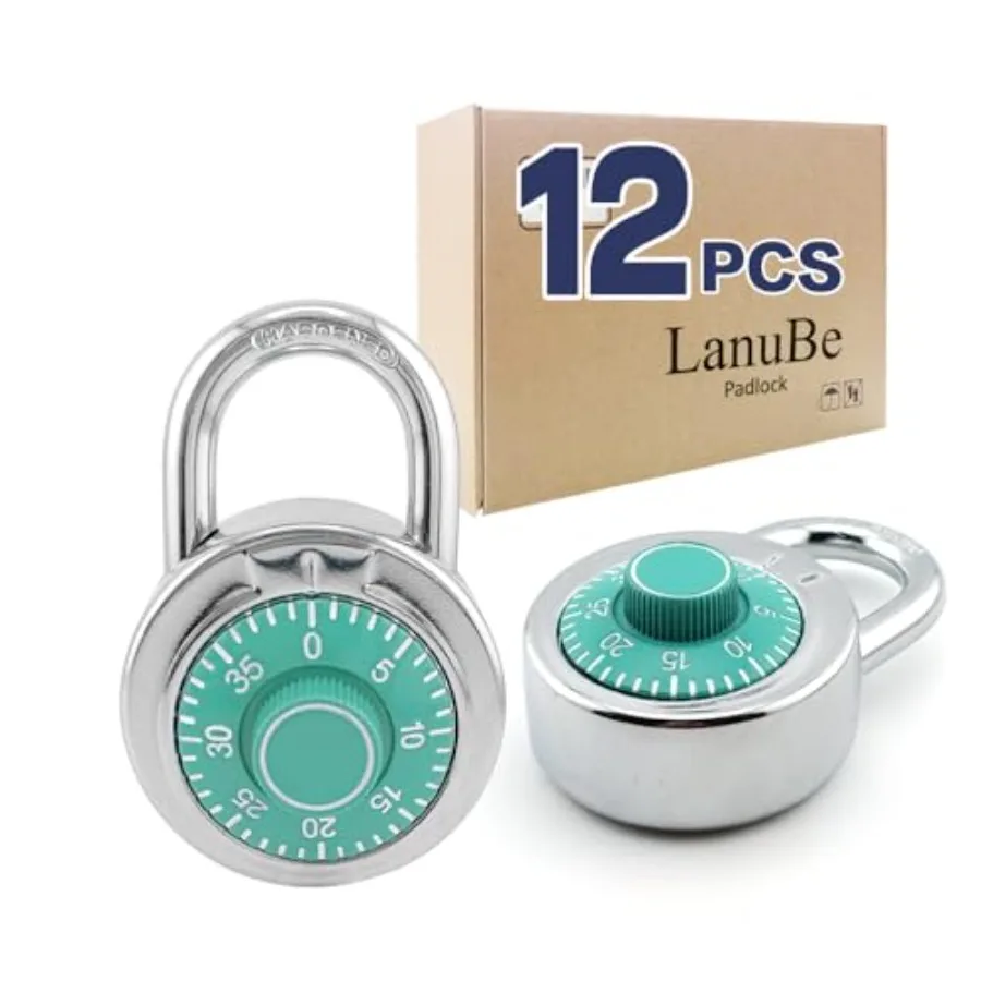 

Lock Standard Dial Combination Lock, 2 inches. Wide, with Different Combinations, Turnplate, Pack of 12; Lock for School, Emplo
