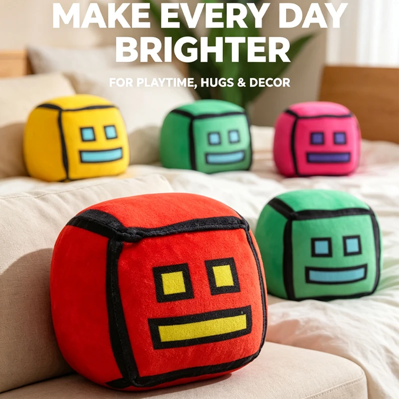 Square Smiling Face Plush Doll, Cube-Shaped Toy, Soft and Cute Throw Pillow, Tabletop Decoration, Adorable Square Doll, Gift