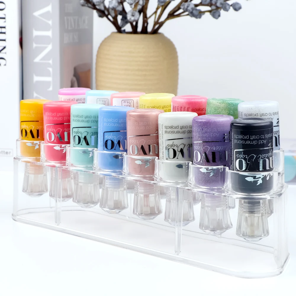 11.5x3x3.3inc Clear Storage Rack Craft Paint Organizer Holds 15 Each for Acrylic Paints/accents/glitter Glues Storage Container