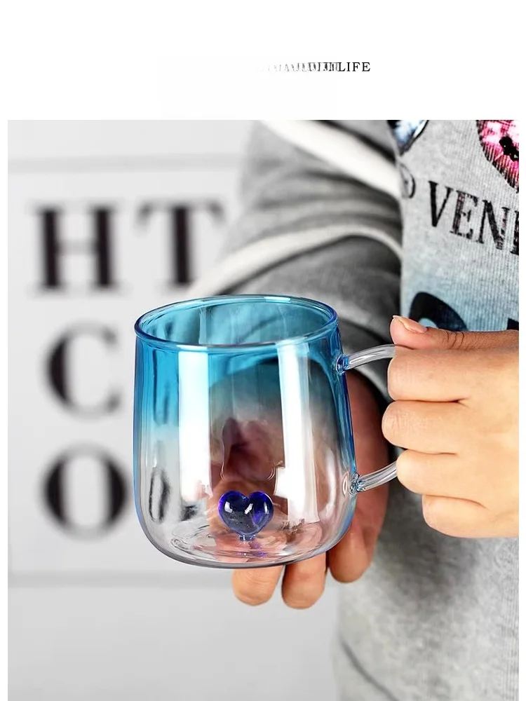 

Tlife High Aesthetic Glass Cup Heat Resistant Coffee Cup Couple Water Cup Quiet Simple Design Single Layer Heat Resistant Glass