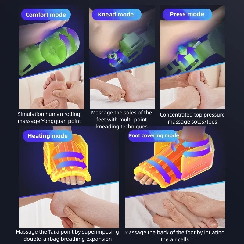 Smart Airbag Foot Massager with Remote Control Heated Pneumatic Stretching Wrap Balance Well Being